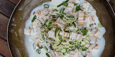 Courgettespaghetti cream cheese