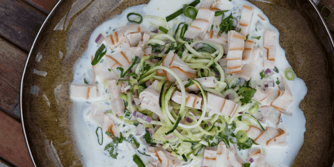 Courgettespaghetti cream cheese