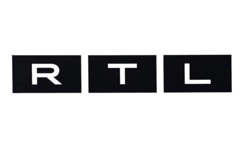 RTL logo met stevige blokletters en donker kleurgebruik.