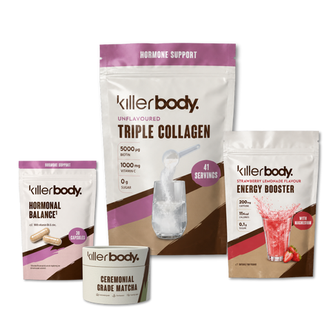 glow pakket collagen, hormonal balance, energy booster, ceremonial grade matcha NL EN DE